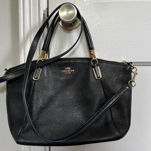 Coach black pebble leathered crossbody purse